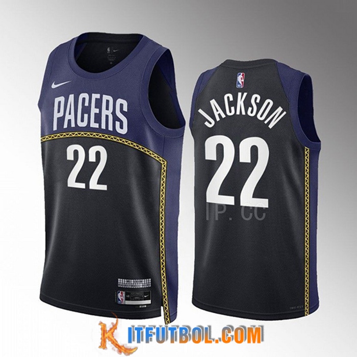 Camisetas Indiana Pacers (JACKSON #22) 2022/23 Negro/Azul